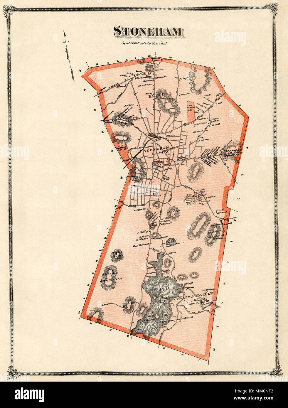 Map of Greater Stoneham. 1875 Stock Photo Alamy