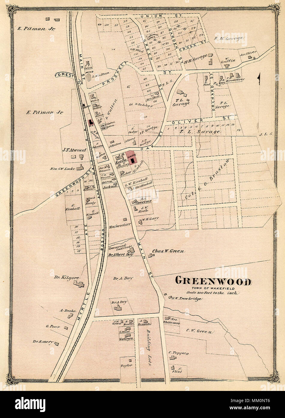 Map of Greenwood. 1875 Stock Photo Alamy