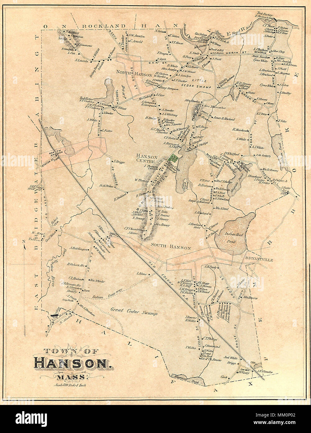 GENUINE ORIGINAL Map of HANSON Massachusetts 1879 