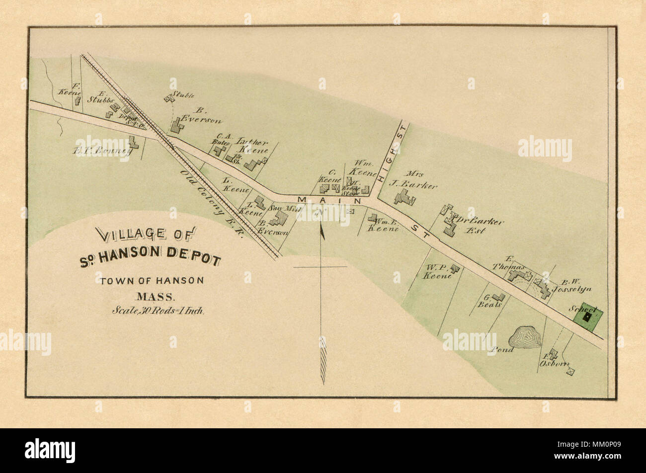 GENUINE ORIGINAL Map of HANSON Massachusetts 1879 