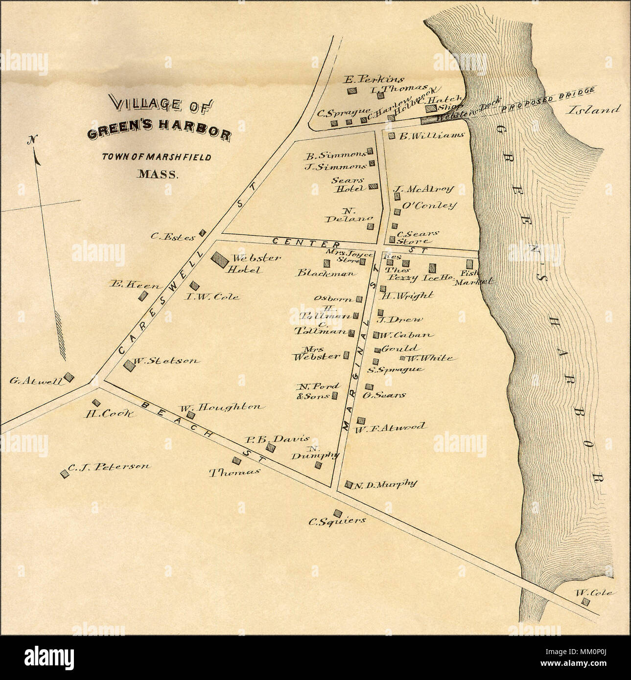 Map of Green Harbor. 1879 Stock Photo Alamy