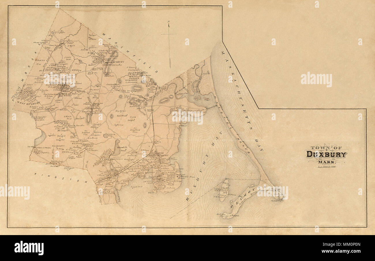 Map of Duxbury. 1879 Stock Photo