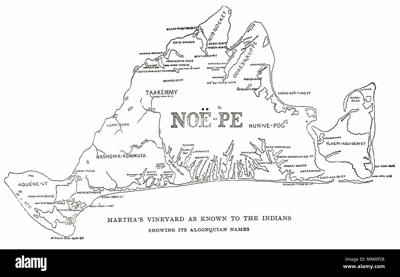 Martha's Vineyard as Known to the Indians 1620 Stock Photo