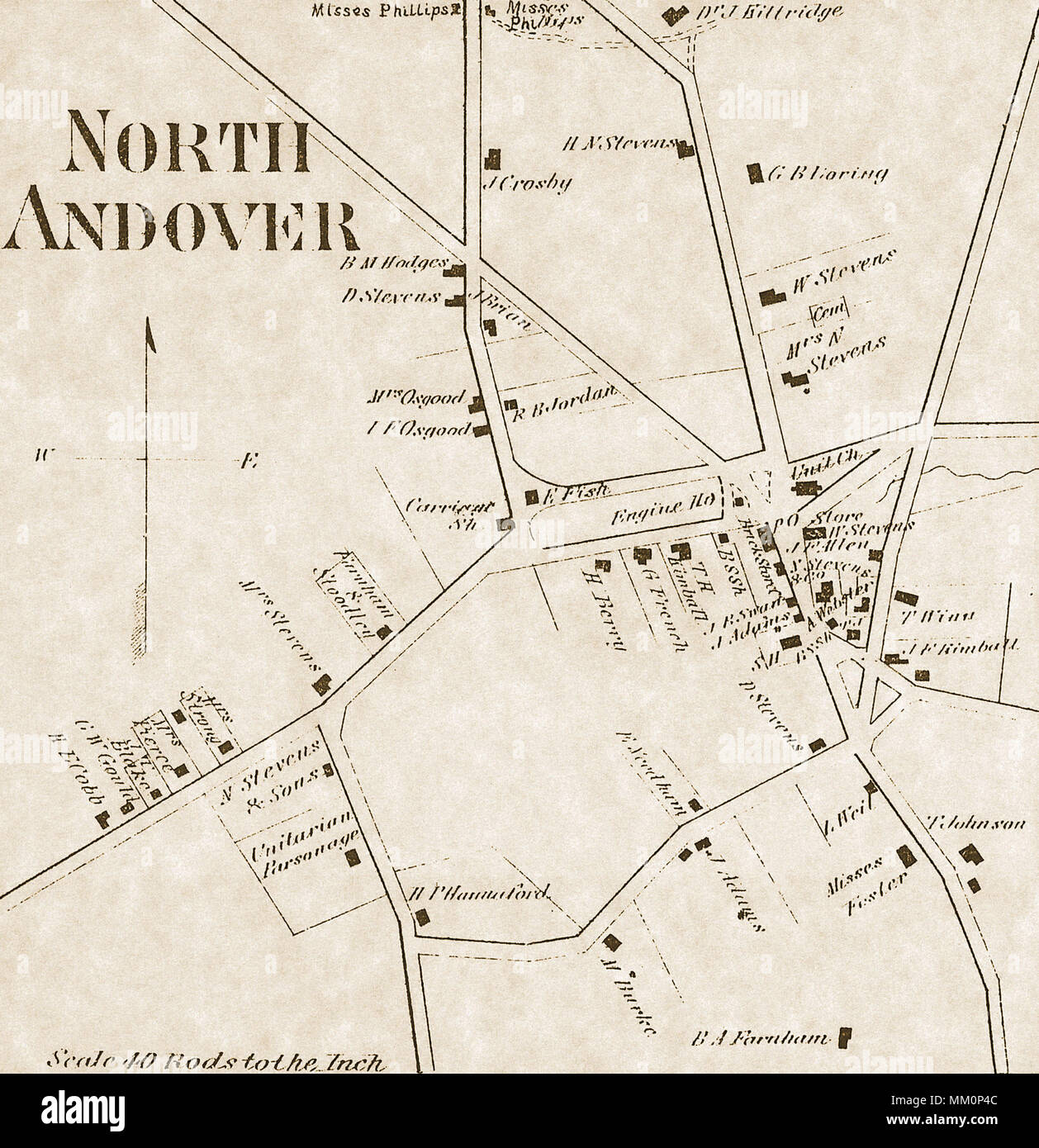Map of North Andover. 1872 Stock Photo Alamy