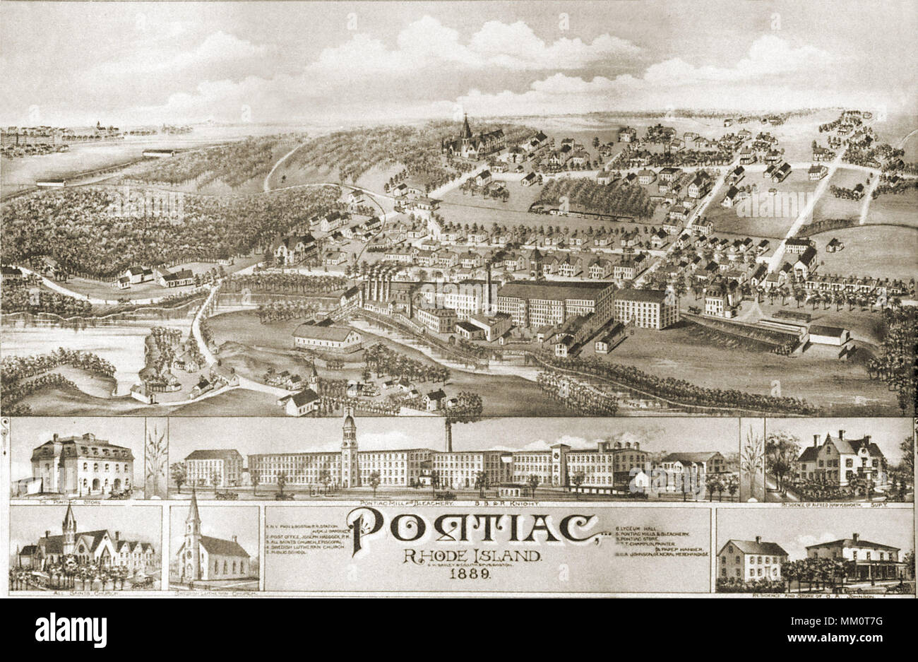 Pontiac Mill. Warwick. 1889 Stock Photo