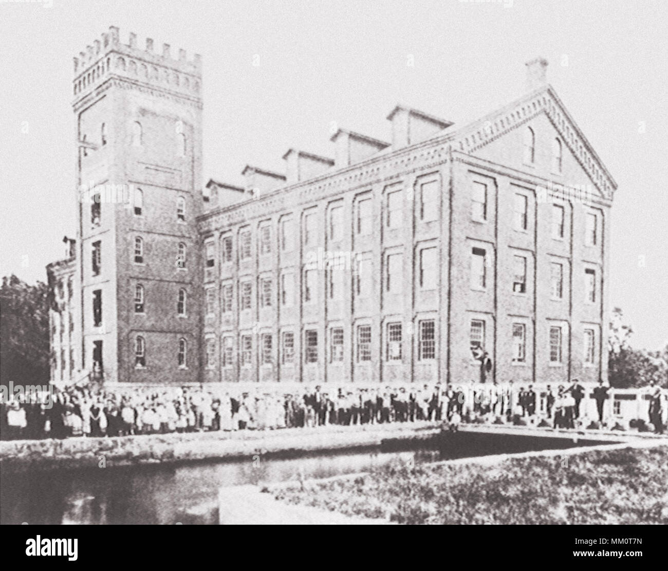 White Rock Mill and its Employees. Westerly. 1890 Stock Photo