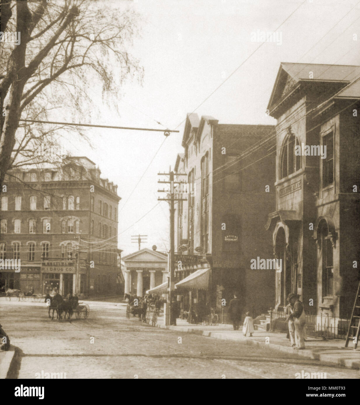 View toward Dixon Square. Westerly. 1900 Stock Photo