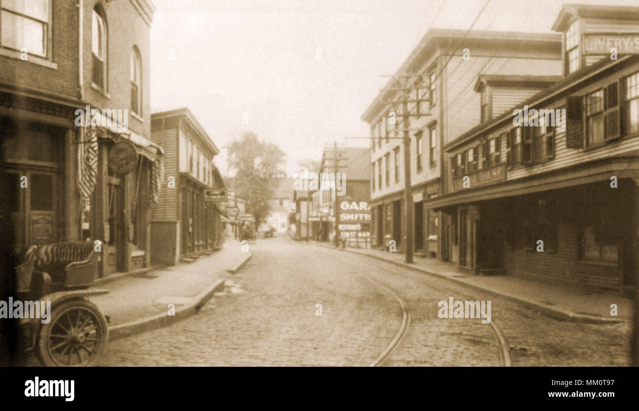 Down Main Street from Commerce St. Westerly. 1913 Stock Photo