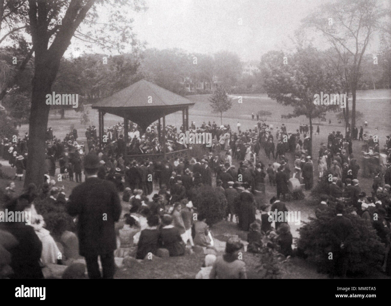 View of Westerly Band in The Park. Westerly. 1910 Stock Photo