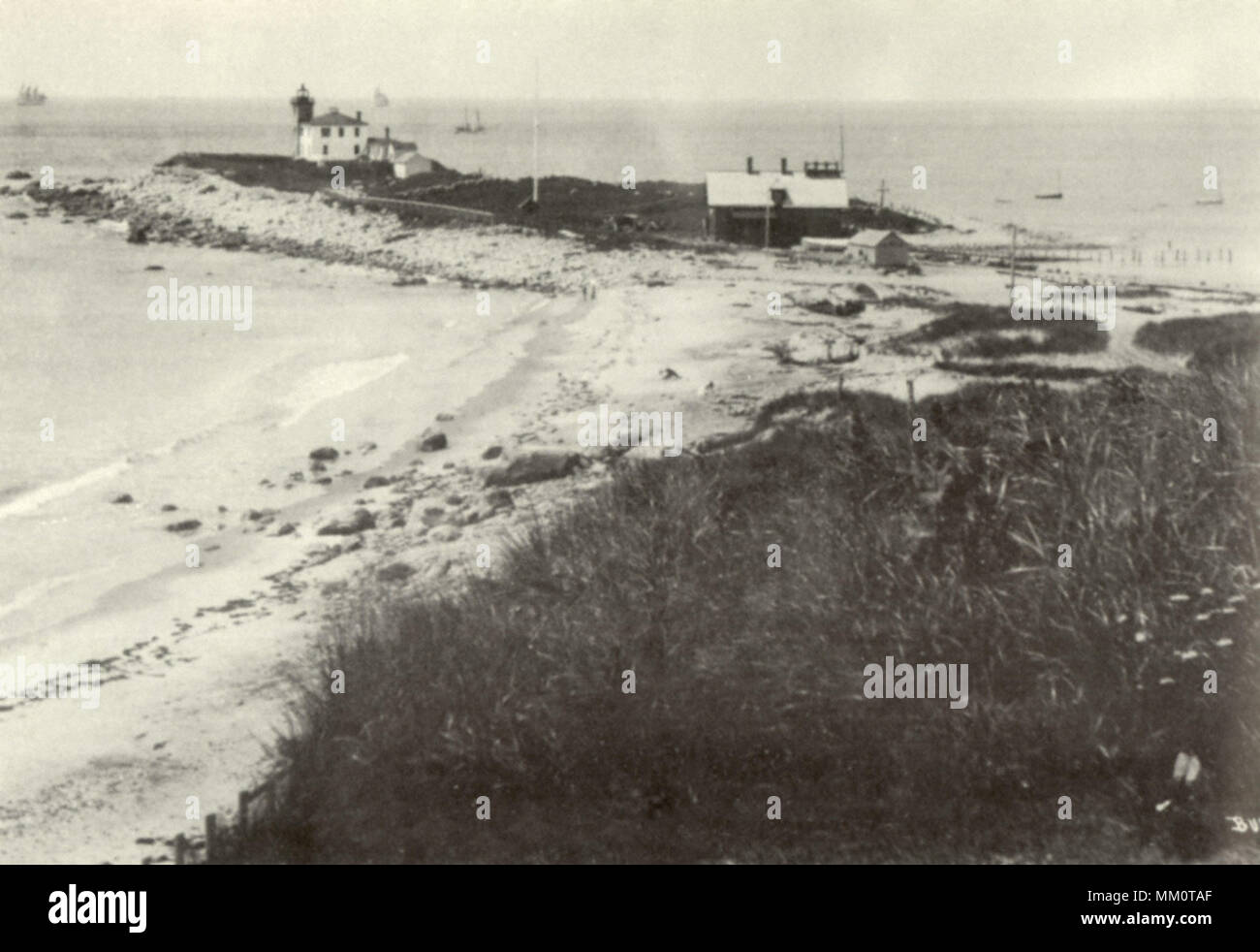 Watch Hill Lighthouse. Westerly. 1895 Stock Photo