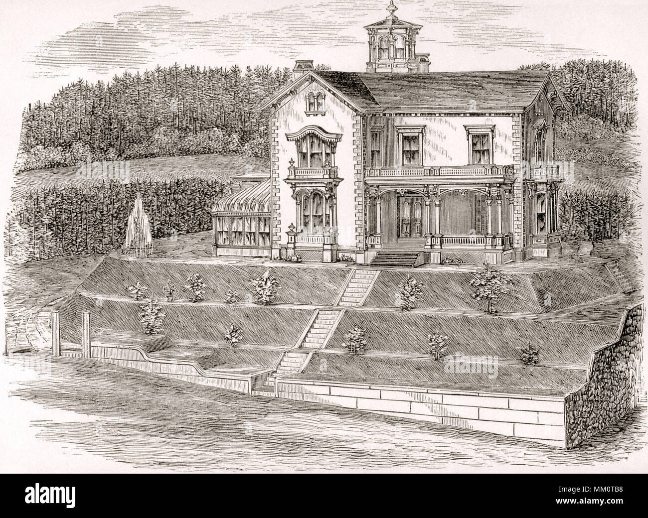 Residence of William B. Spencer. Phenix. 1850 Stock Photo