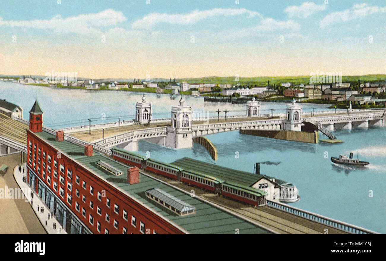 Fairfield and Stratford Ave. Bridge. Bridgeport. 1920 Stock Photo