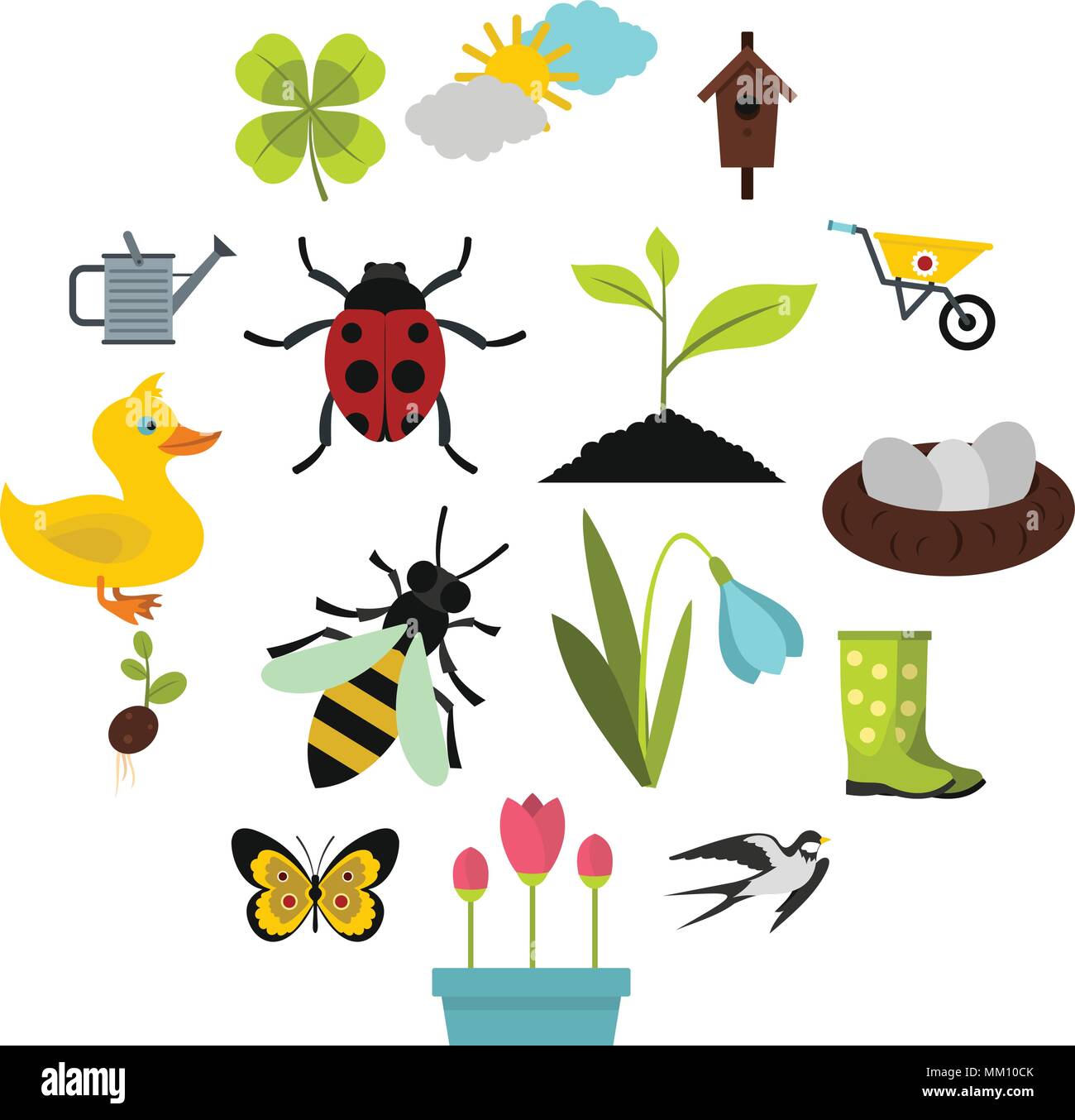 Spring icons set, flat style Stock Vector Image & Art - Alamy