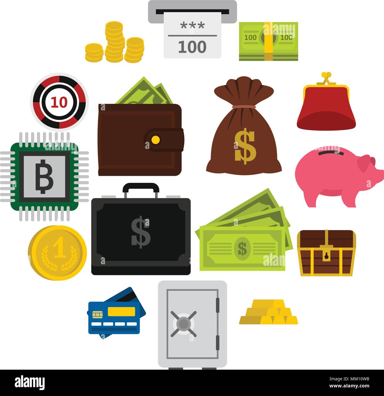 Money icons set, flat style Stock Vector Image & Art - Alamy