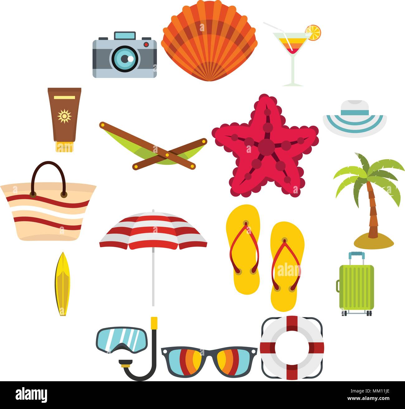 Summer rest set flat icons Stock Vector Image & Art - Alamy