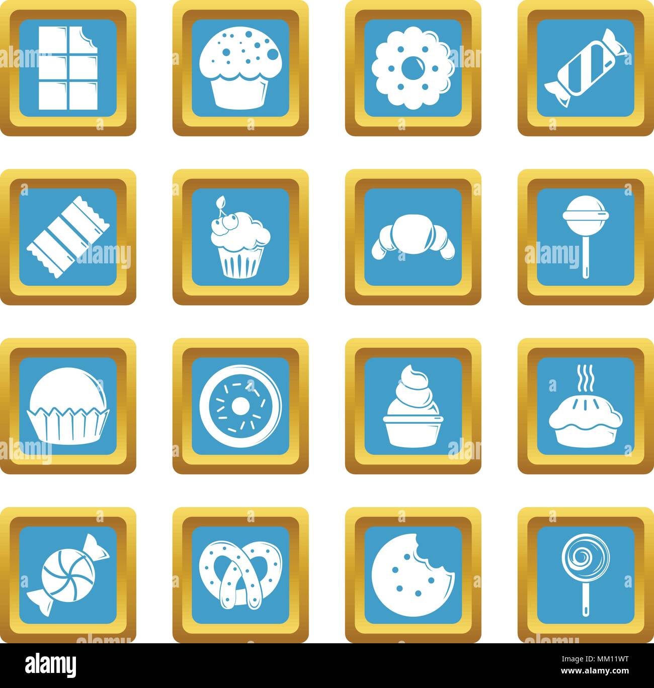 Sweets candy cakes icons set sapphirine square vector Stock Vector ...