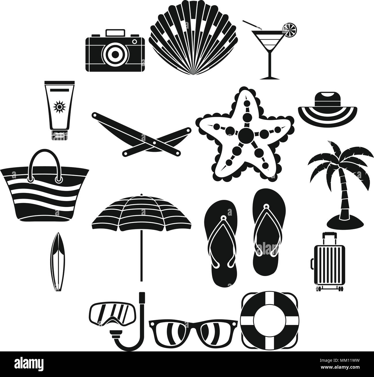 Summer rest icons set, simple style Stock Vector Image & Art - Alamy