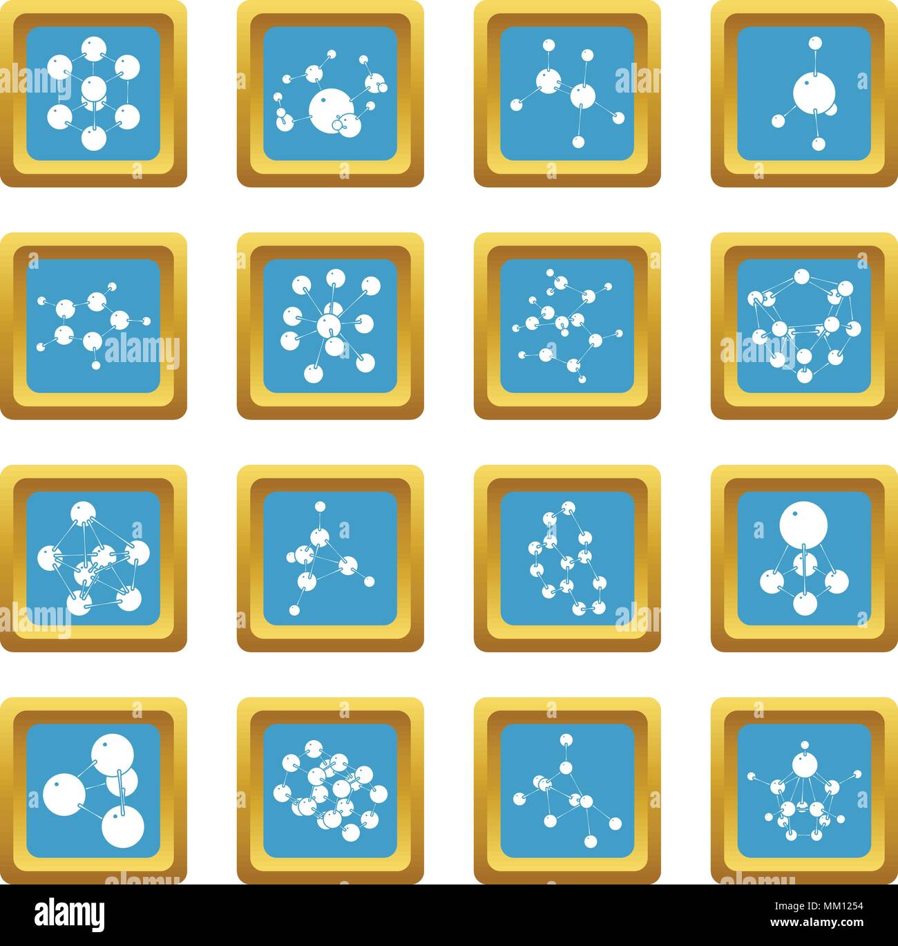 Molecule icons set sapphirine square vector Stock Vector