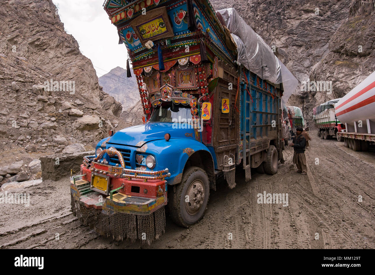 'Jungly' truck on the Jalalabad road to Kabul, Afghanistan Stock Photo