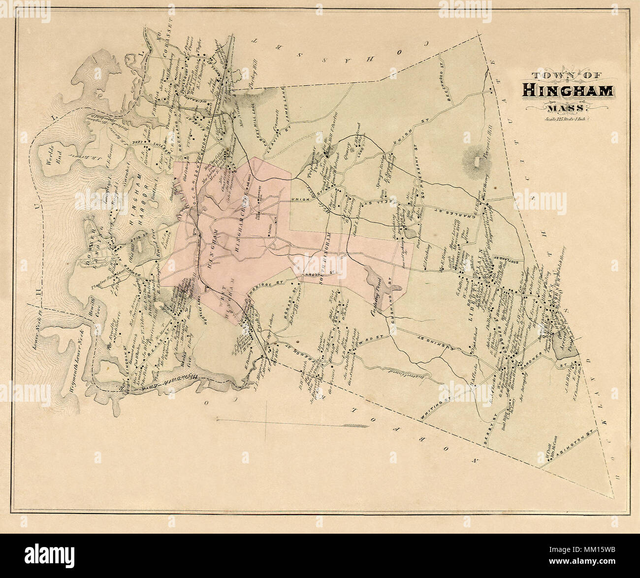 Map of South Hingham in Town of Hingham. 1879 Stock Photo Alamy