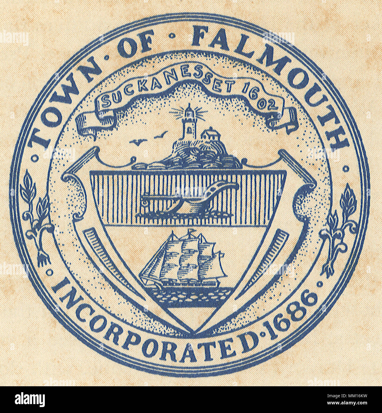 Seal of Falmouth. 1950 Stock Photo - Alamy
