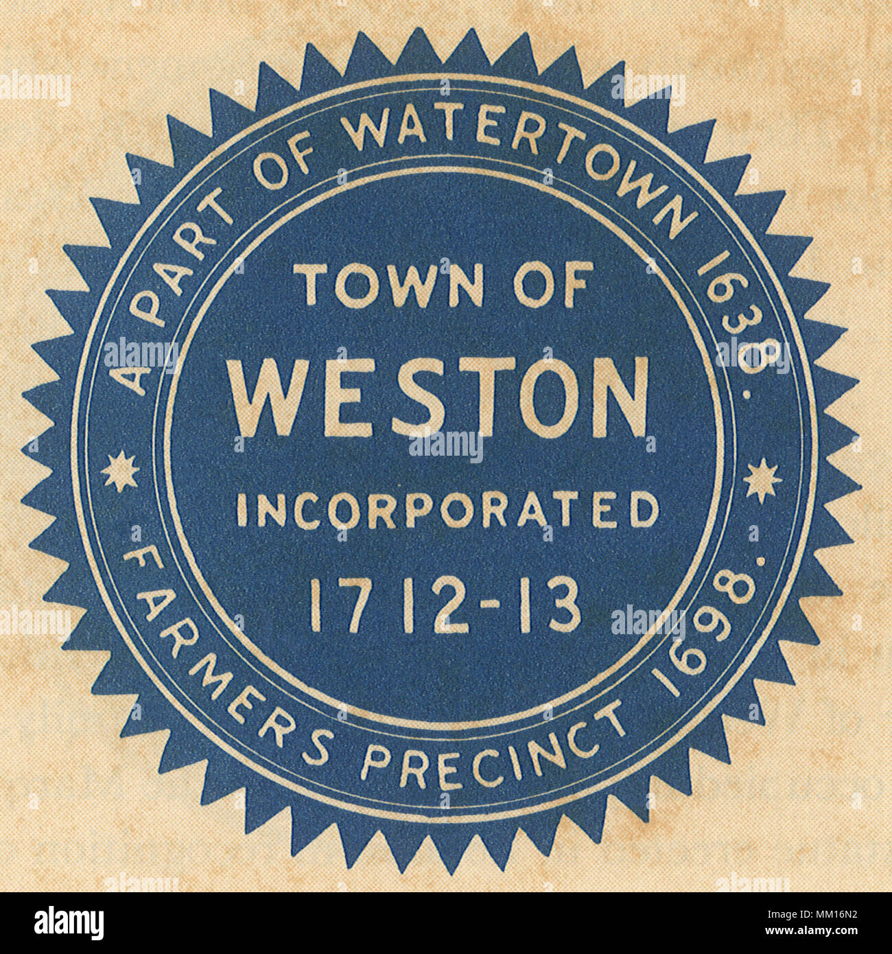 Seal of Weston. 1950 Stock Photo