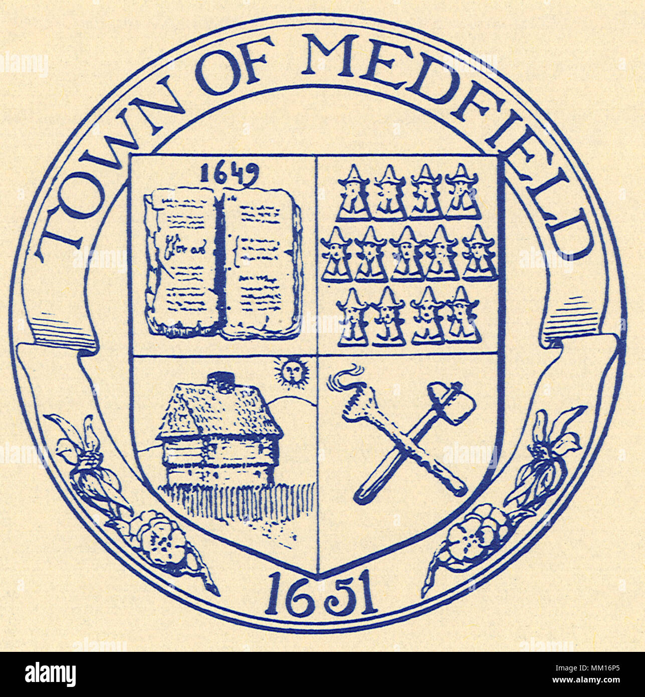 Seal of Medfield. 1951 Stock Photo Alamy