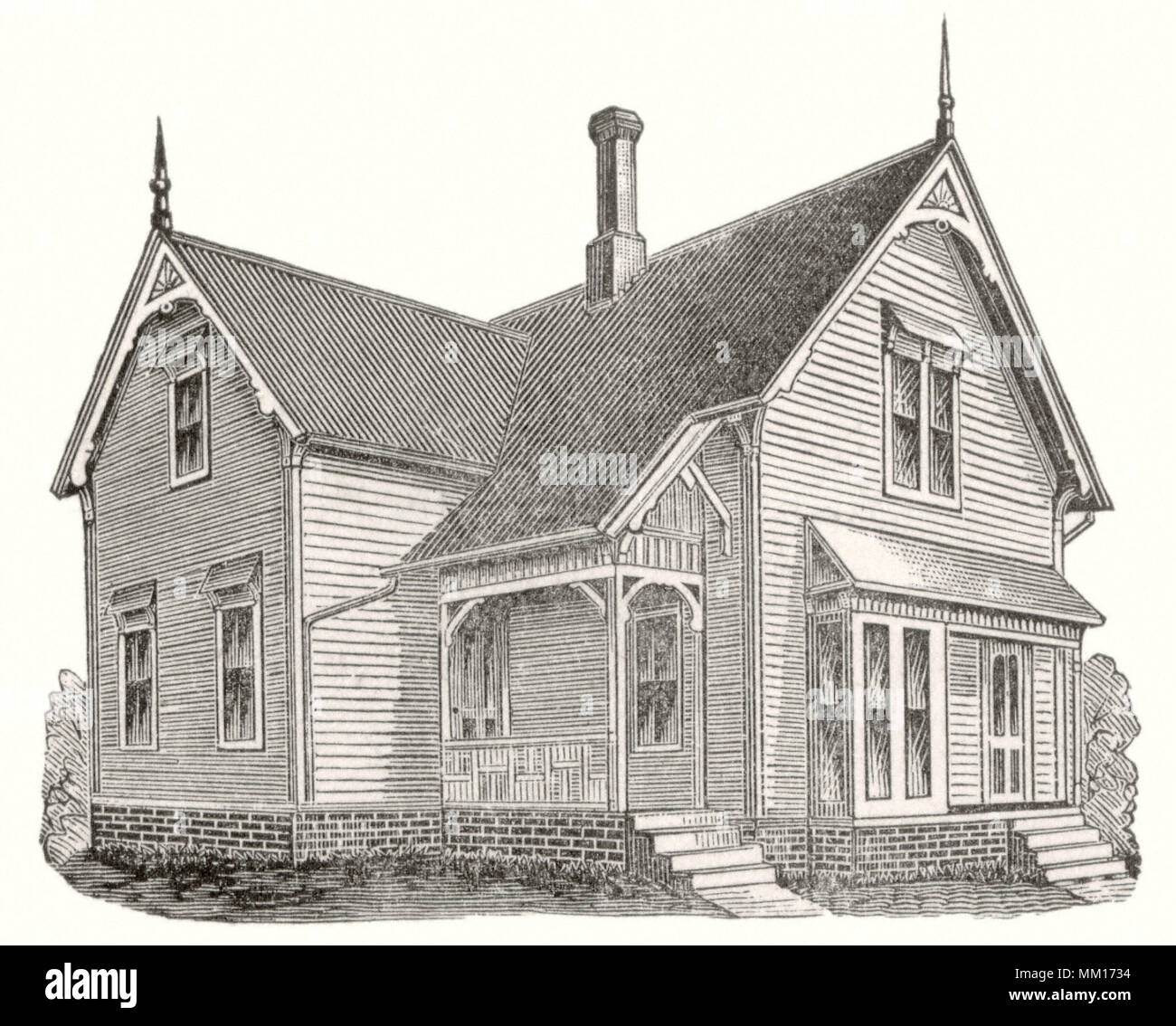 G. A. R. Cottage. Fitchburg.  1887 Stock Photo