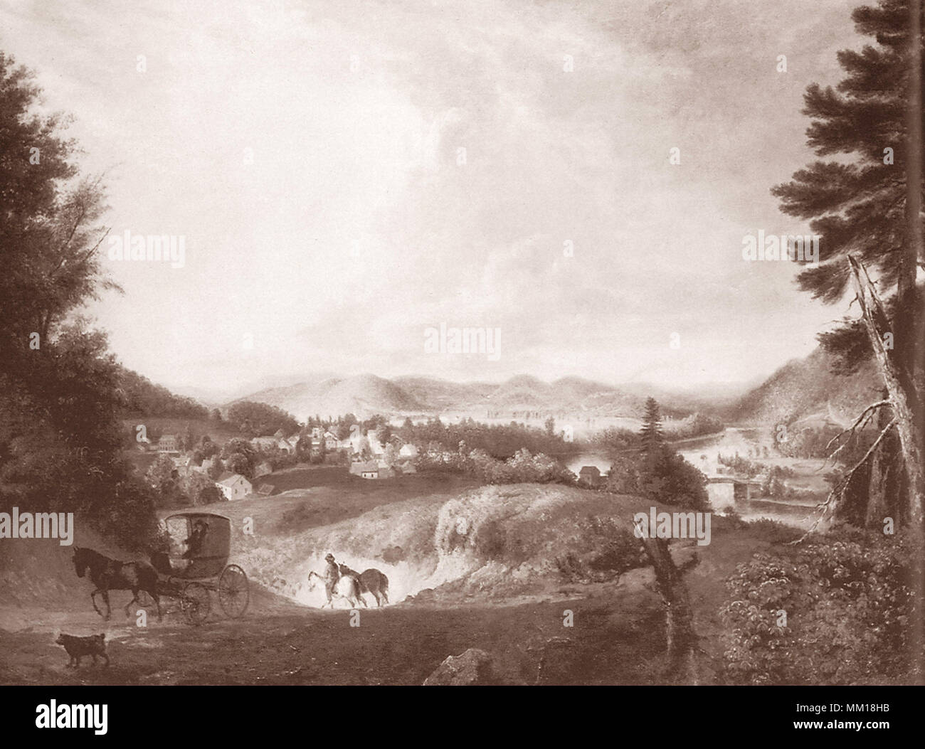 Alvan Fisher's View of Brattleboro. 1830 Stock Photo