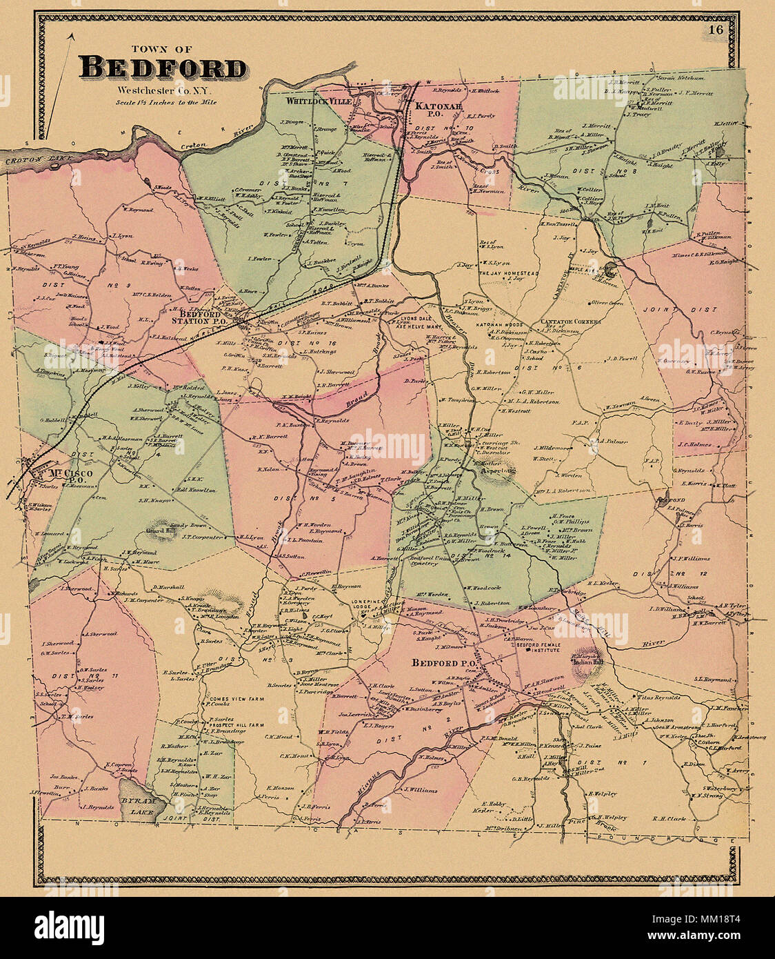 Map of Bedford. 1867 Stock Photo