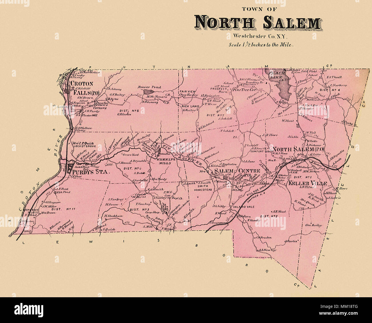 Map of Somers. 1867 Stock Photo Alamy