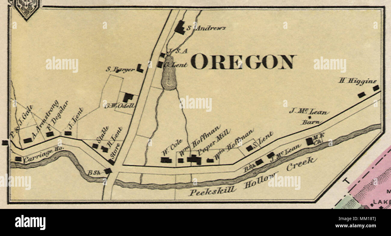 Map of Oregon, New York. 1867 Stock Photo