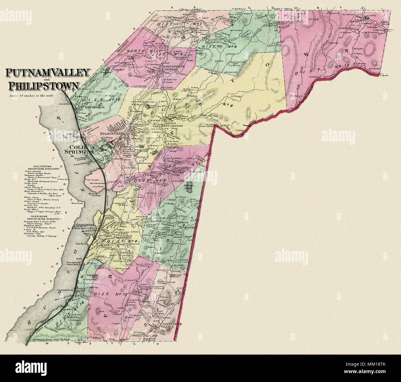 Map of Putnam Valley and Phillpstown. 1867 Stock Photo Alamy