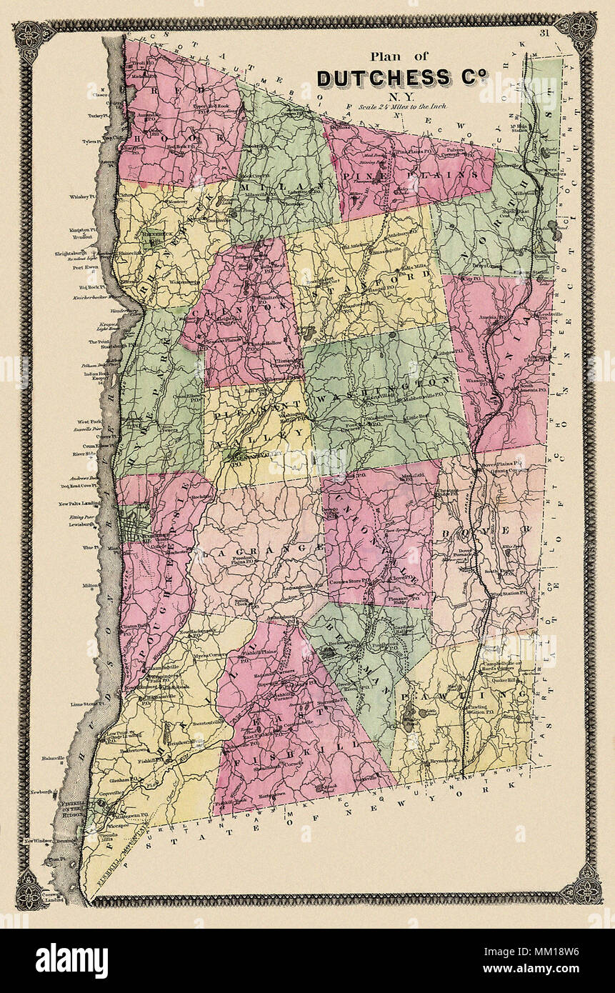 Map of Dutchess County. 1867 Stock Photo Alamy