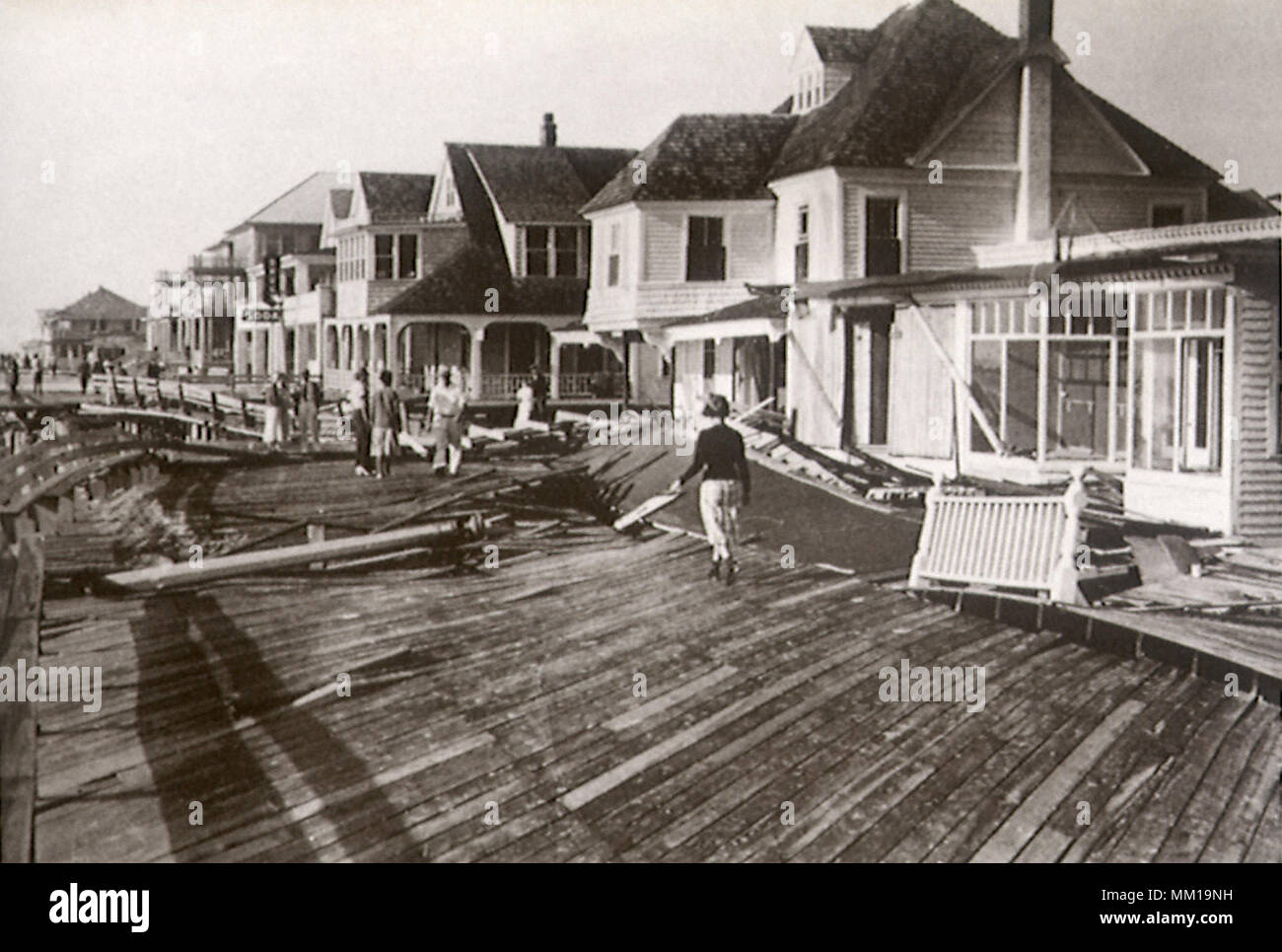 Damaged Boardwalk. Ocean City. 1936 Stock Photo