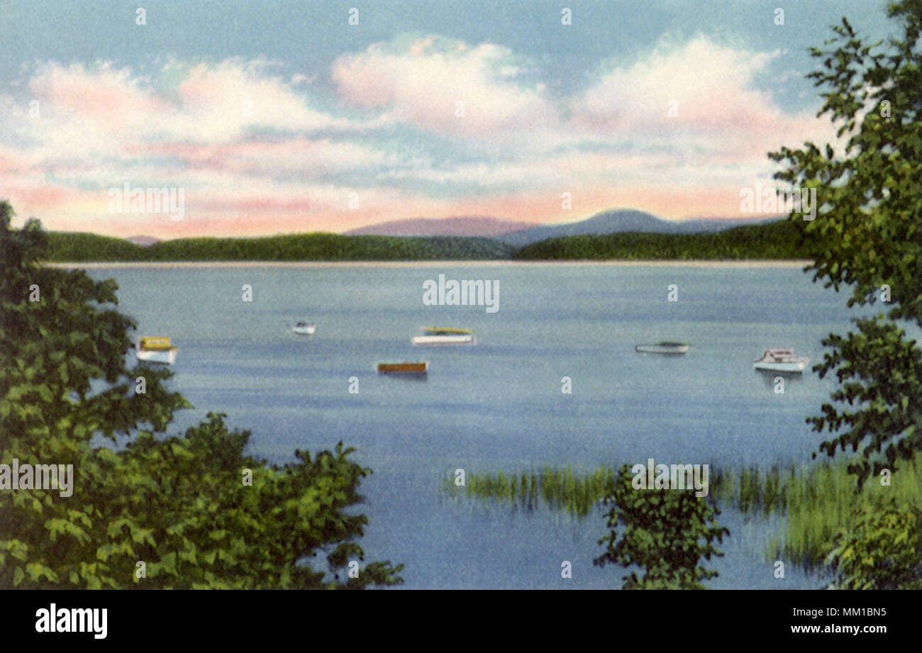 Lake Champlain from Mallets Bay Rd. Burlington. 1952 Stock Photo