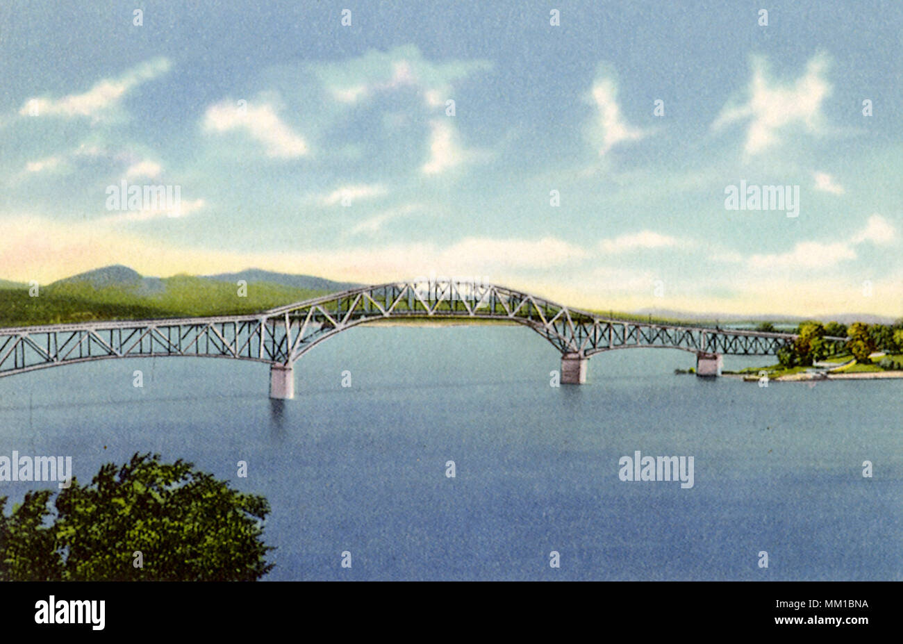 Bridge over Lake Champlain connecting VT & NY. 1952 Stock Photo Alamy