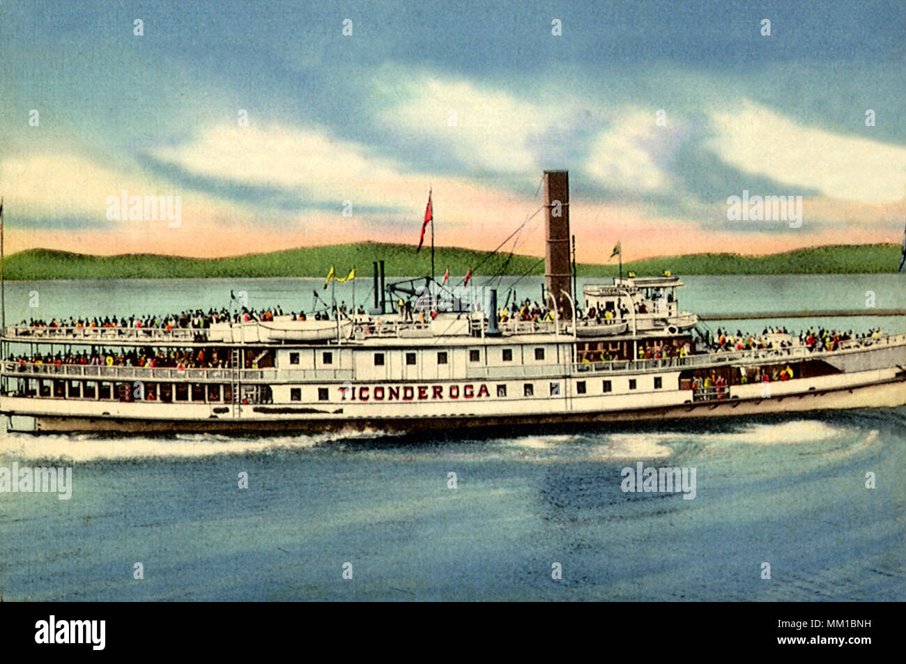 Ticonderoga Sidewheel Steamboat. Burlington. 1952 Stock Photo Alamy