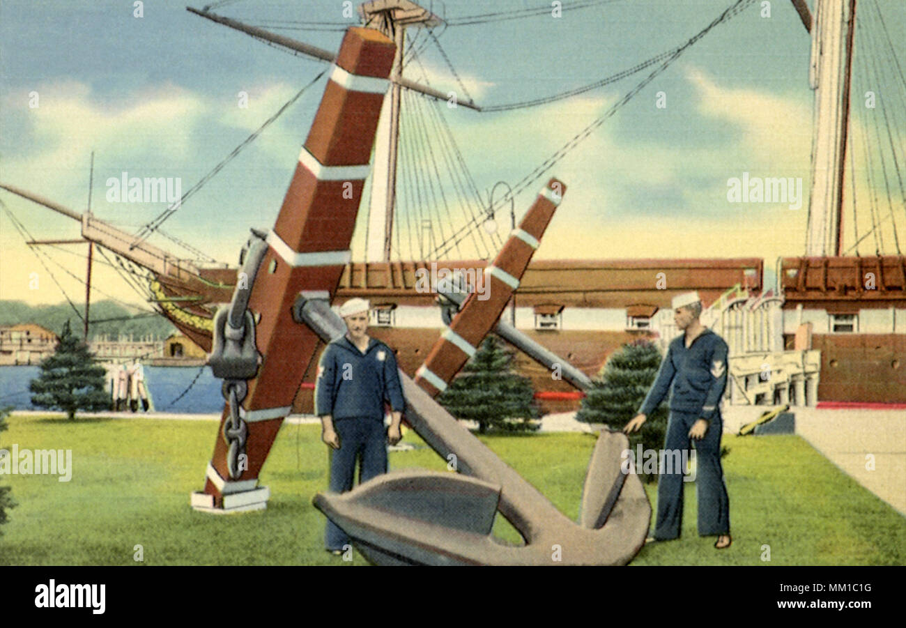 Anchors of the Ship Constellation. Newport. 1935 Stock Photo