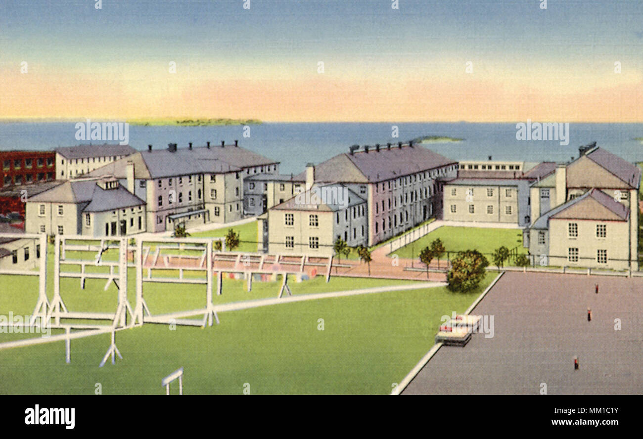 U. S. Naval Training Station Barracks. Newport. 1940 Stock Photo