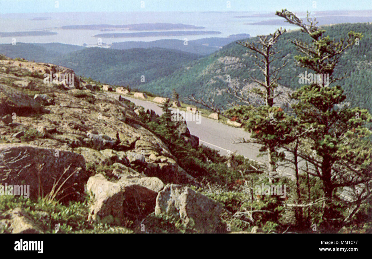 Drive to the Summit of Mt. Cadilac. Bar Harbor. 1955 Stock Photo - Alamy