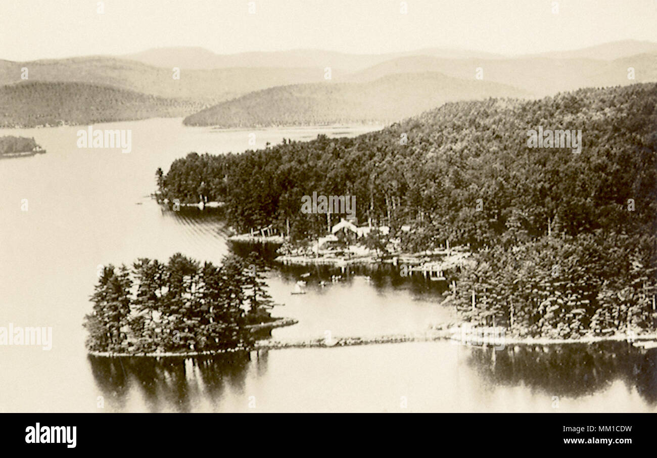 Skyline View of Lake Kezar. Center Lovell. 1948 Stock Photo