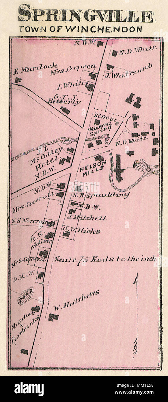 Map of Springville. Winchendon. 1870 Stock Photo Alamy