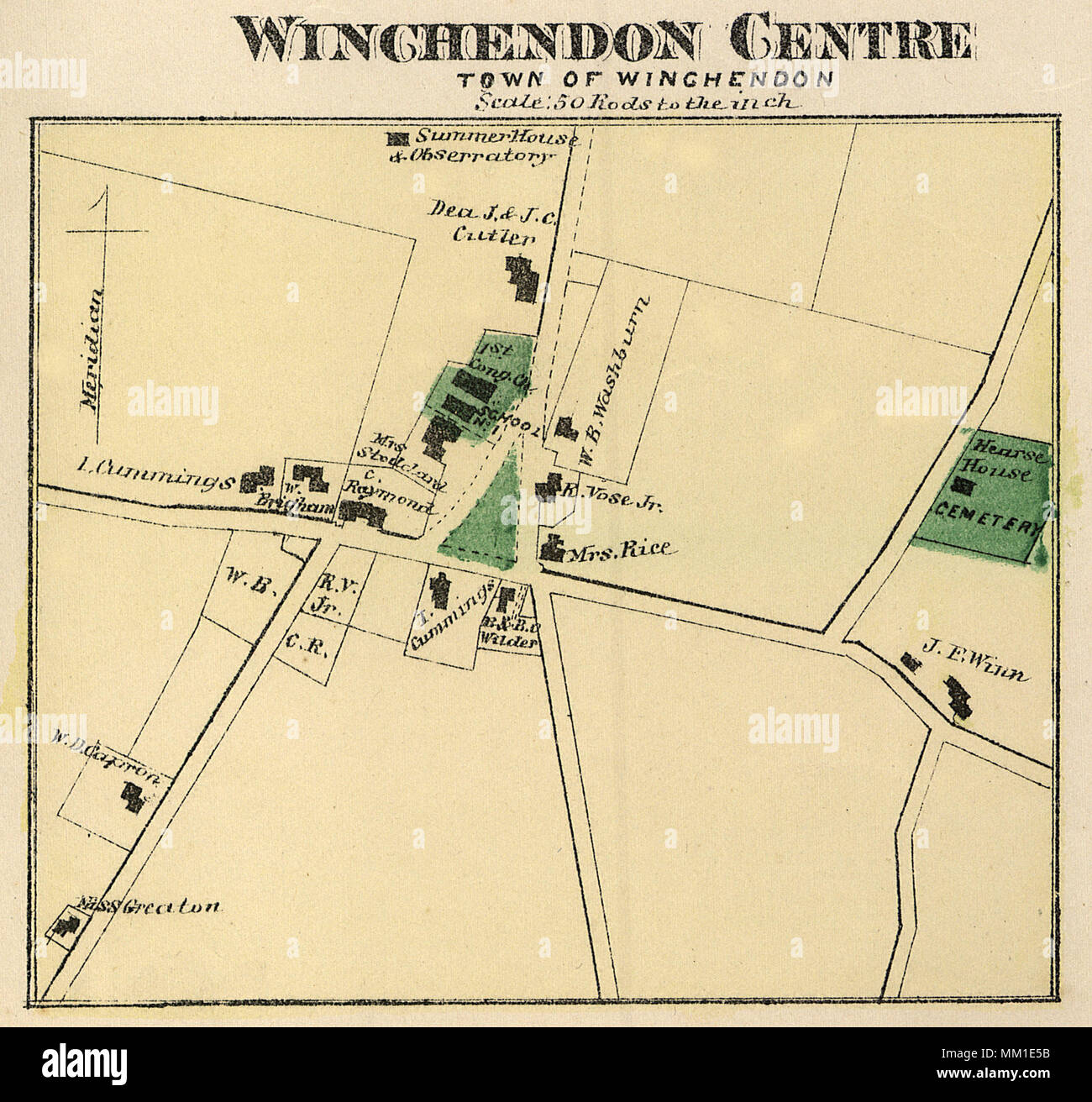 Map of Winchendon Center. 1870 Stock Photo Alamy