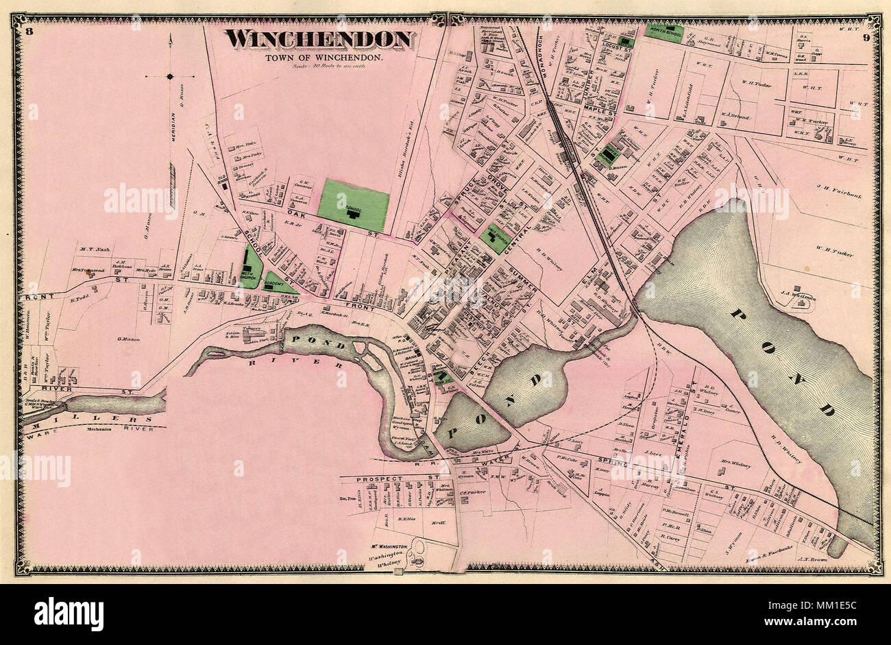 Map of Winchendon. 1870 Stock Photo Alamy