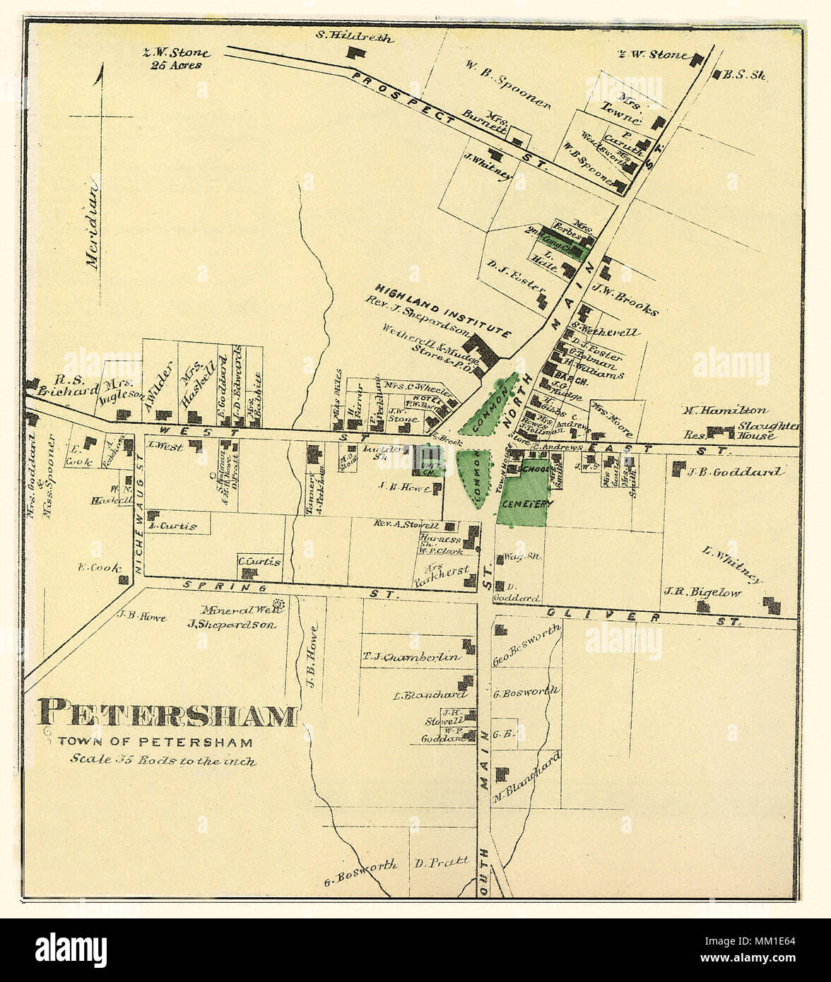 Map of Petersham. 1870 Stock Photo Alamy
