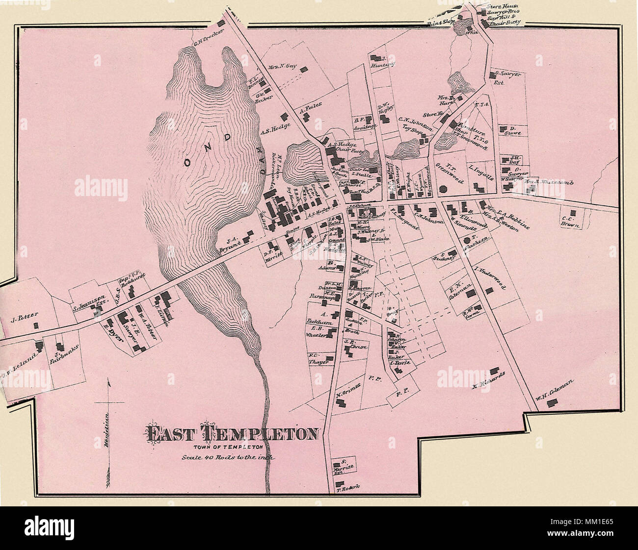 Map of East Templeton. 1870 Stock Photo Alamy