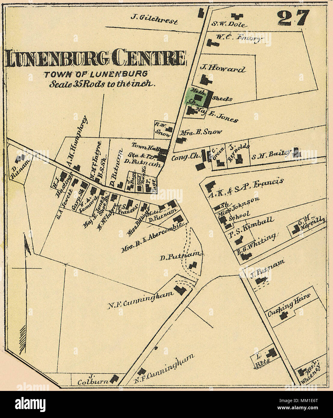 Map of Lunenburg. 1870 Stock Photo Alamy