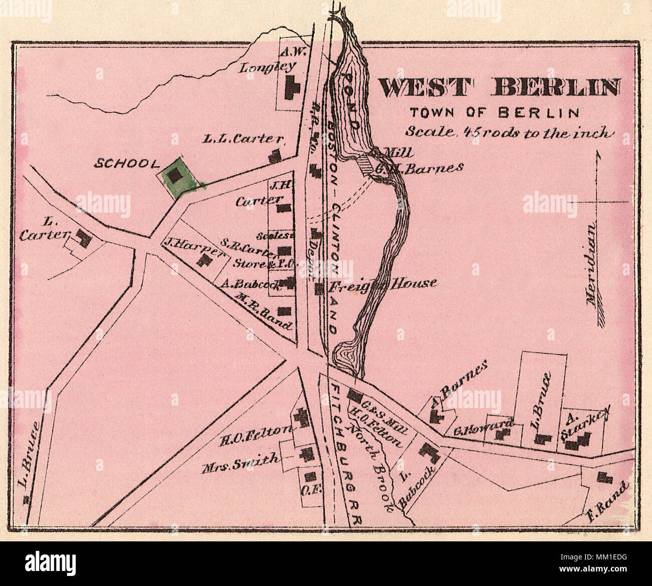 Map of West Berlin. 1870 Stock Photo
