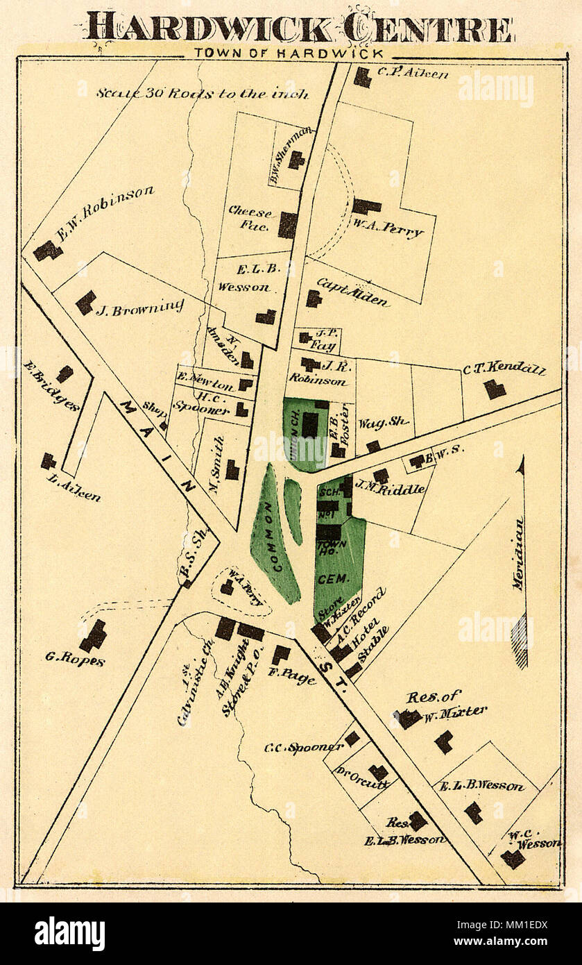 Map of Hardwick. 1870 Stock Photo Alamy